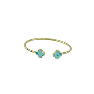 Bracelet Cuff Gold with Turquoise Clover