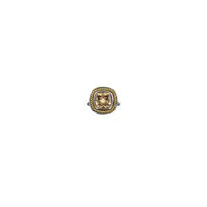 Ring Two Tone Square Topaz CZ