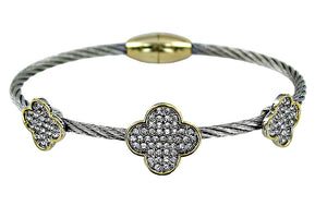 Bracelet Cable Magnetic Clover Pave