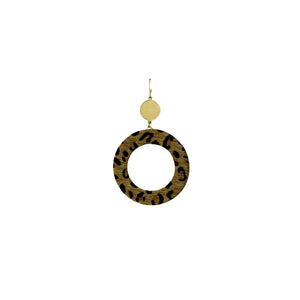 Earring Leopard Circle Dangle Gold