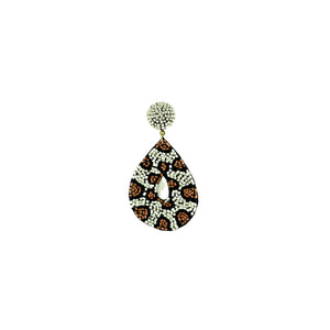 Earring Beaded Leopard Teardrop